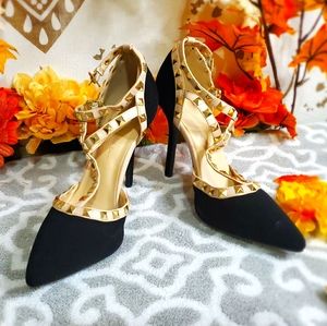 Suede Pointed Toe Stappy Heel